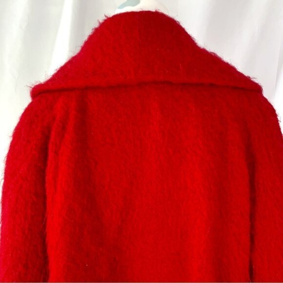 WINDSMOOR  RED TRENCH COAT OVERSIZED MOHAIR VIRGIN WOOL COAT MADE IN UKRAINE 14 - Picture 6 of 13